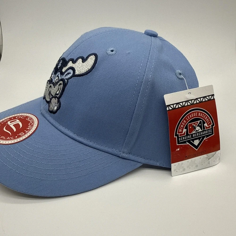 OC Sports Wilmington Blue Rocks Youth Baseball Cap Light Blue Moose Logo Hat
